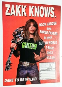 ZAKK WYLDE / 1991 GUITAR WORLD T SHIRT ORDER FORM MAGAZINE PRINT ADVERTISEMENT - Picture 1 of 1