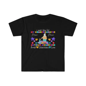 Personalised Autism Awareness TShirt I Wear Blue For My Granddaughter Unisex Tee - Picture 1 of 4