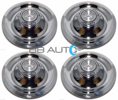 CHEVY CAMARO CORVETTE CHEVELLE RALLY WHEEL FLAT CENTER CAP CHROME SET OF 4 CMD - Image 1 of 4