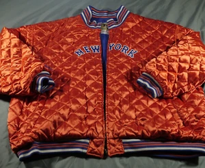 New York Mets Jacket Mens XXXL Blue Orange Quilted Reversible Mitchell Ness Flaw - Picture 1 of 17
