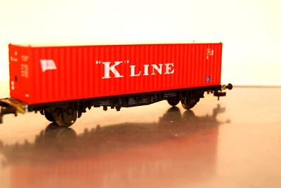 FLEISCHMANN HO CONTAINERWAGEN mit 1x 40ft "K" LINE OVP TOP - Bild 1 von 4