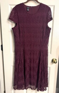 Vestido Macy's Alfani Talla 18 Granate Borgoña Vino Elástico Tejido Encaje Superpuesto - Imagen 1 de 6