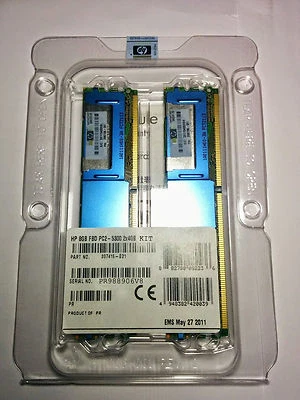 RAM KIT HP 8GB FBD PC2-5300 ECC 2X4GB 397415-B21 DDR2-667 NUOVE SIGILLATE - Immagine 1 di 2