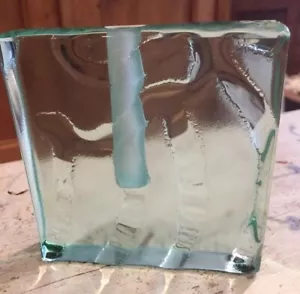 2 STEPHEN SCHLANSER ART CRISTAL BLOQUE FIRMADO BROTE JARRONES VERDE CONTEMPORÁNEO - Imagen 1 de 12
