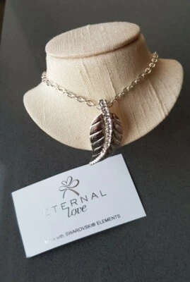 ETERNAL LOVE Kette Swarovski Elements 54 cm Flügel FEDER-Anhänger Glitzersteine - Bild 1 von 4