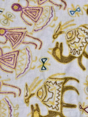 Colcha artesanal elefante bordado indio ropa de cama algodón hecha a mano tapiz Foto 1 de 4