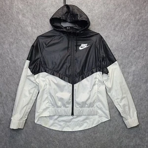 Nike Windrunner Jacke Damen M schwarz weiß Sportswear belüftet Reißverschlusstaschen Laufen - Bild 1 von 12