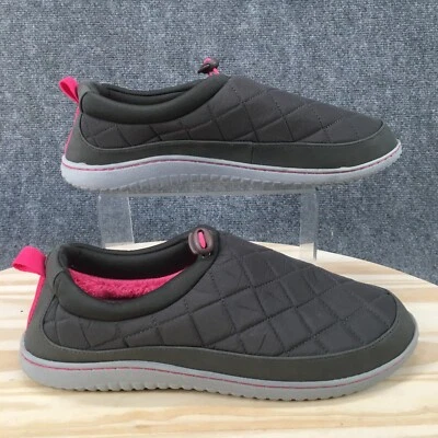 Dluxe By Dearfoams Slippers Womens 12 Slip On Gray Quilted Casual Round Toe - Image 1 of 4