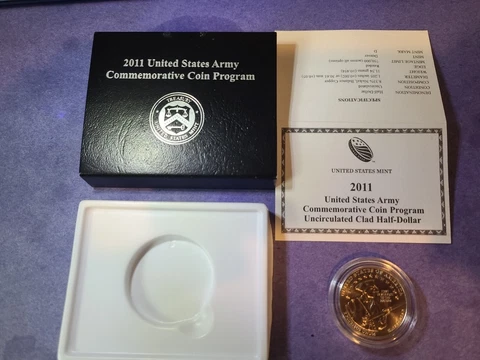 2011 d US ARMY Commemorative Half Dollar**LOW pop**UNCIRCULATED** FREE SHIPPING! Cover