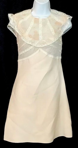 MIU MIU Gonna crêpe abito manica berretto rosa a linea pizzo top miu taglia 2