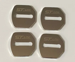 FORD ST-LINE DOOR LOCK BUCKLE COVER STAINLESS STEEL 4 PIECE- SILVER NOT FIESTA - Picture 1 of 3