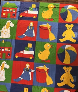 Children's Fabric Vintage Primary Colors 4 Yd 16 " x 58" Toys Child's Room - Picture 1 of 11
