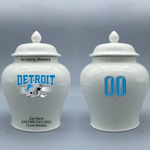 Mittelgroße Keramikurne für Detroit Lions Football Motiv, Wunschtext & Nummer - Bild 1 von 5