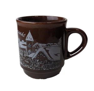 Vertrieb Hossinger Weihnachtsmarkt Brown Christmas Coffee Mug German Market flaw - Picture 1 of 8
