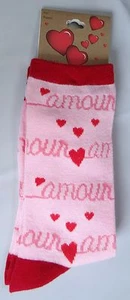 K. Bell pink/gray or pink/red heart/spot crew boot/casual socks,9-11,shoe 4-10 - Picture 1 of 5