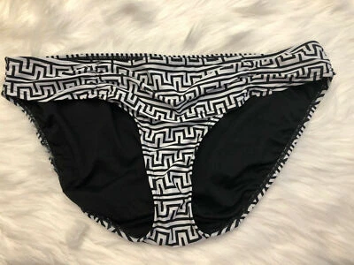 LANE BRYANT Black White Plus Size 18 Ruched Side Mid Waist Swim Suit Bottom - Image 1 of 2