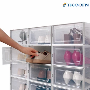 12pcs Shoe Box Stackable Shoe Storage Organizer Sneaker Clear Display Case M US - Picture 1 of 10