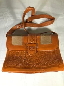 Handmade Leather Tooled Handbag Mexico New 10 x 8 Free Shipping - Picture 1 of 6