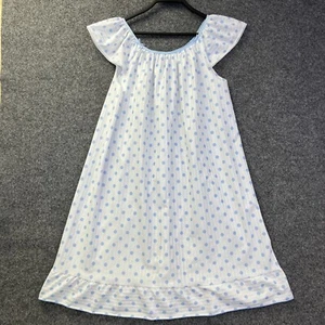 Vintage BHS night dress gown nighty white with blue polka dot size 38 - 40 - Picture 1 of 16