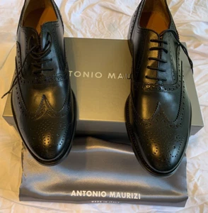  Antonio Maurizi black Wingtip Derby -  Size 44(EU)/11(US) hand made i Italy - Picture 1 of 10