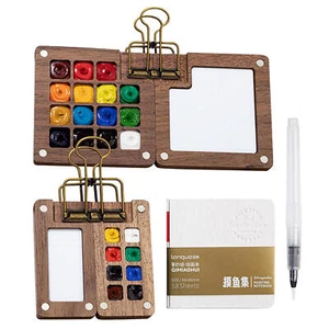 Pocket Artist Watercolor Travel Set Mini Portable Wooden Paint Palette Kit - Picture 1 of 13