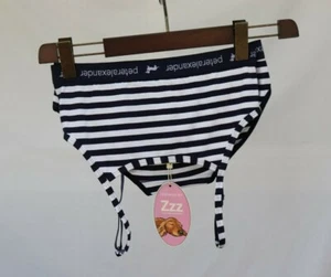 Peter Alexander Women's Small White Navy Blue Bra Panty Set Striped Cotton NWT - Picture 1 of 11