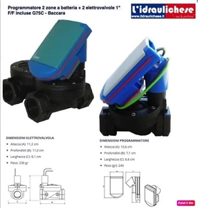Programmatore 2 zone a batteria + 2 elettrovalvole 1" F/F incluse G75C - Baccara - Foto 1 di 1