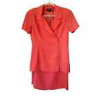 Vintage Bicci Florine Wachter Short Sleeve Lined Skirt Suit Midi Coral Size 12