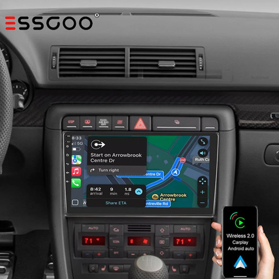 Radio estéreo para coche Android 15 GPS reproductor Wifi para Audi A4 2000-2008 Apple Carplay Foto 1 de 4