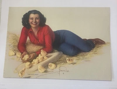 Impresión Pin-Up Vintage Rolf Armstrong “Take Your Choice” - Marrón y Bigelow años 50 Foto 1 de 4