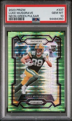 Luke Musgrave PSA 10 2023 Panini Prizm Rookies Pulsar Verde Neón #337 RC Packers Foto 1 de 3
