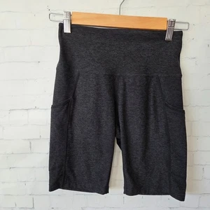 Kirkland Pocket Biker Shorts Size S Heathered Grey Black 8" Inch Inseam Gym Yoga - Picture 1 of 5