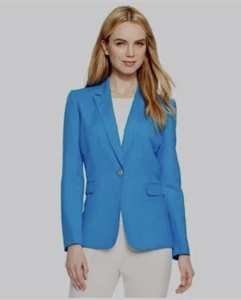 Pim + Larkin Linen Cotton blazer size XS blue classic official workwear casual - Picture 1 of 10
