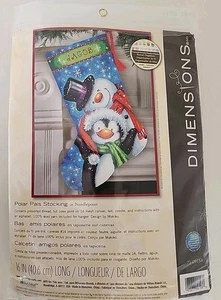 Dimensions Polar Pals Stocking Needlepoint Kit 71-09153 Penguin Snowman - Picture 1 of 3