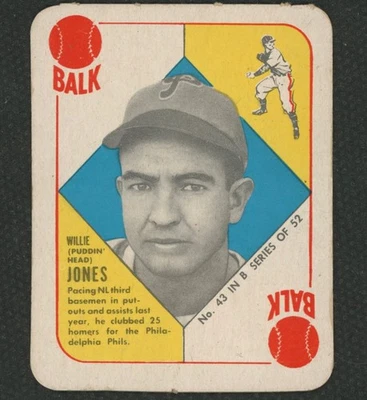 Willie Jones 1951 Topps #43 espalda azul ~ en muy buen estado/excelente Foto 1 de 3