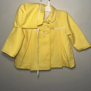 Vintage Yellow Little Girls Jacket With Matching Bonnet size 2 - Picture 1 of 8