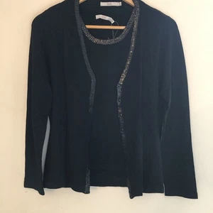 R&R Twinset Damen eleganter ärmelloser Pullover & Cardigan schwarz Größe Small neu mit Etikett - Bild 1 von 11
