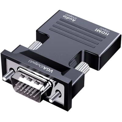 HDMI zu VGA Adapter mit Audio 1080P Konverter USB Micro Kabel Schwarz - Bild 1 von 2