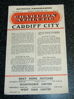 Charlton v Cardiff 1958/59 - Image 1 of 3