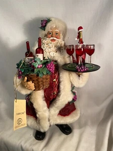 Kurt Adler Fabriche 2018 Weihnachtsmann mit Weinkorb und Tablett 11,5" T mit Hängeetikett - Bild 1 von 15
