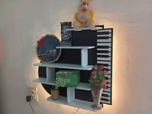Backlit Piano Designer Wooden Wall Shelf 29 Inch - Picture 1 of 15