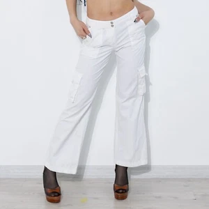 Y2K Vintage Street One straight cargo trousers in snow white - Picture 1 of 6