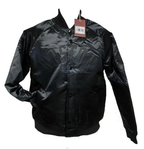 New Boston Celtics Mens S-2XL Mitchell & Ness Black-Out Snap Jacket $130 Cover