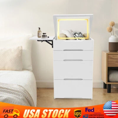 Escritorio de Maquillaje con Espejo y Luz Tocador Compacto Pequeño Maquillaje Foto 1 de 4