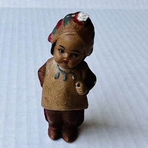 Indianer Indianer Puppe Deutsch Hertwig Biskuitporzellan Kopfschmuck 2,75" H - Bild 1 von 11