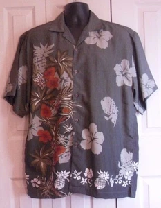 RESERVOIR Para Hombres Campamento Hawaiano Manga Corta Poliéster Verde Floral Grande L - Imagen 1 de 5