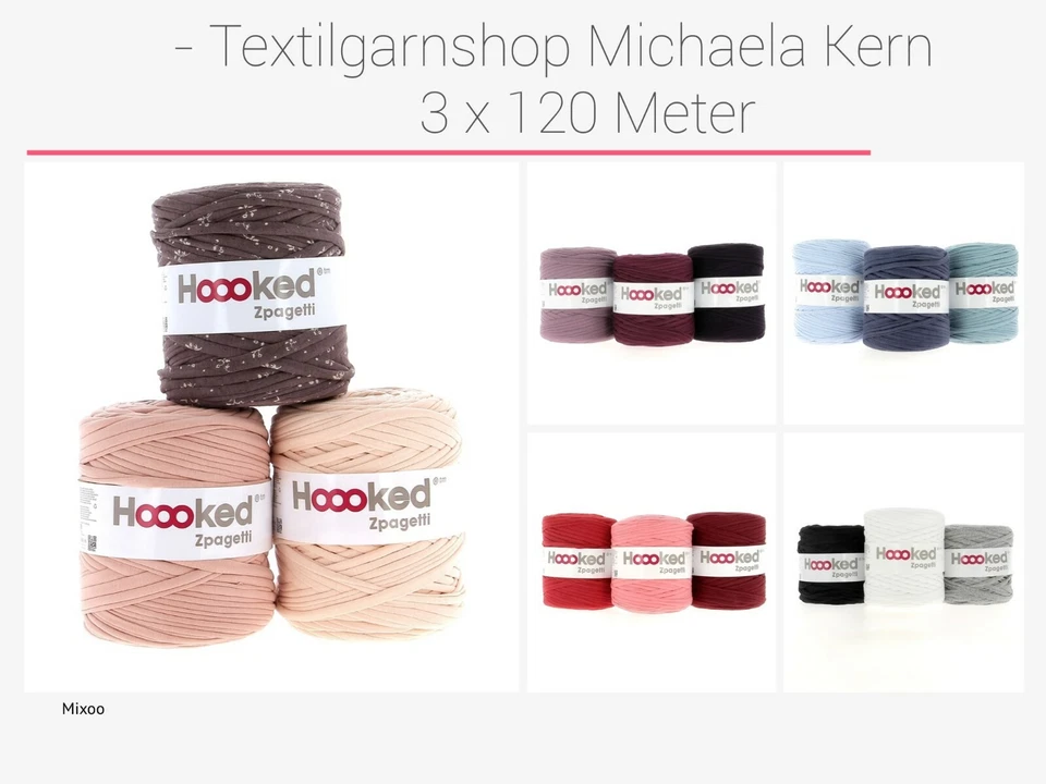 (€ 0,07/Meter) Textilgarn Sparset Hoooked Zpagetti Hooked 3x120 Meter Lauflänge - Bild 1 von 1