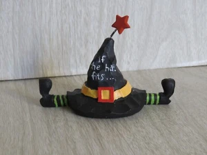 Resin If The Hat Fits Witch Halloween Striped Stockings Boots Star Figurine READ - Picture 1 of 18