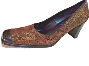 Women "CLOSEOUT" SIZE "8" GENUINE LEATHER SOLE  GLITTER"  3" CUBAN HEEL PUMPS - Picture 1 of 5