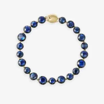 Brazalete tenis zafiro azul creado en laboratorio corte redondo de 10 quilates acabado oro amarillo de 14 k Foto 1 de 4